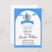 Rustieke minimalistische Blue Elephant Baby shower Kaart (Voorkant / Achterkant)