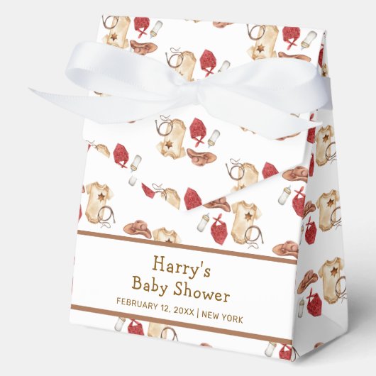 Rustieke minimalistische Boho Westerne Cowboy Baby Bedankdoosjes (Voorkant)