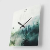 Rustieke minimalistische bos Natuur Trees Mountain Vierkante Klok (Hoek)