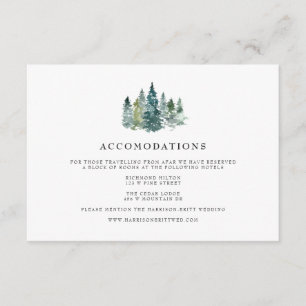 Rustieke minimalistische bruiloft hotel accommodat informatiekaartje