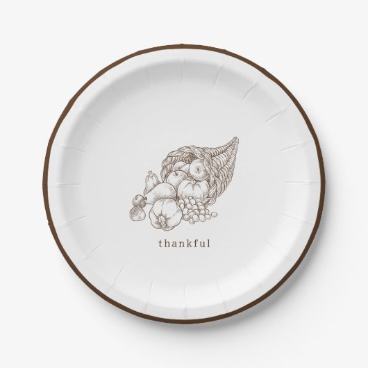 Rustieke minimalistische bruine Thanksgiving Papieren Bordje (Voorkant)