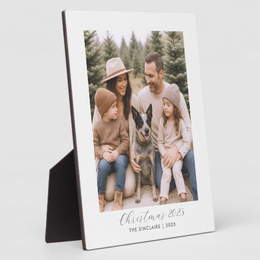 Rustieke Minimalistische Familiefoto Kerst Keepsak Fotoplaat (Zijkant)