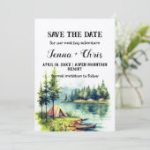 Rustieke minimalistische Forest Lake-kano Save the Kaart (Staand voorkant)