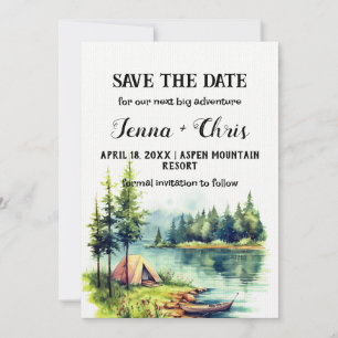 Rustieke minimalistische Forest Lake-kano Save the Kaart