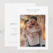 Rustieke minimalistische foto bruiloft kaart (Voorkant / Achterkant)