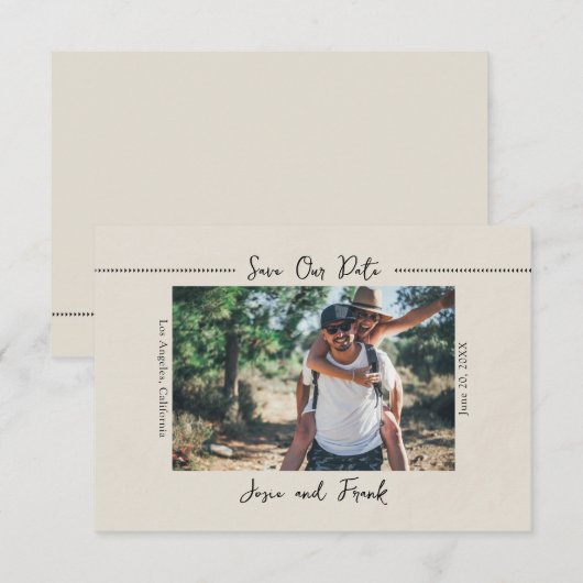 Rustieke Minimalistische Foto Save the Date Postka (Voorkant / Achterkant)