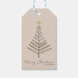 Rustieke minimalistische hand getrokken kerstboom cadeaulabel