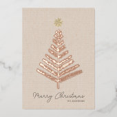 Rustieke minimalistische hand getrokken kerstboom folie feestdagenkaart (Voorkant)