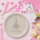 Rustieke minimalistische hand getrokken kerstboom papieren bordje (Feest)