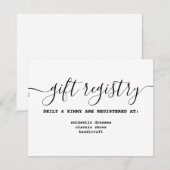Rustieke Minimalistische Kalligrafie Gift Registry Informatiekaartje (Voorkant / Achterkant)