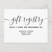 Rustieke Minimalistische Kalligrafie Gift Registry Informatiekaartje (Voorkant)