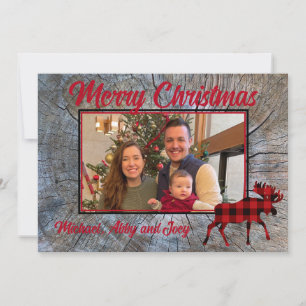 Rustieke minimalistische klassieke eland plaid aan feestdagenkaart