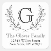 Rustieke Minimalistische Krans Familie Monogram ad Vierkante Sticker (Voorkant)