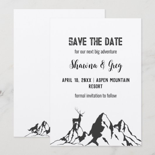 Rustieke minimalistische Mountain Peak Elk Save th Kaart (Voorkant / Achterkant)