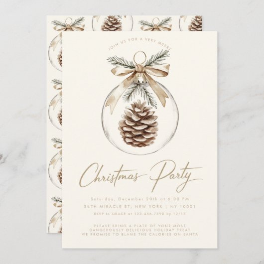 Rustieke minimalistische Ornament Bauble kerstfees Kaart (Voorkant / Achterkant)