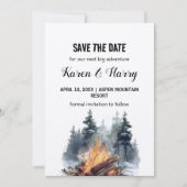 Rustieke Minimalistische Pine Tree Bonfire Save th Kaart (Voorkant)