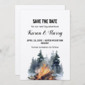 Rustieke Minimalistische Pine Tree Bonfire Save th Kaart (Voorkant / Achterkant)