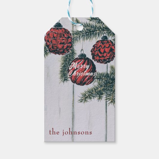 Rustieke Minimalistische Prettig Kerstfeest Cadeaulabel (Voorkant)