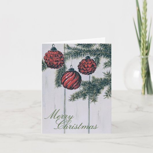Rustieke Minimalistische Prettig Kerstfeest Kaart (Voorkant)