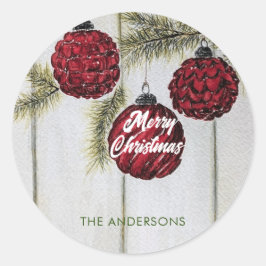 Rustieke Minimalistische Prettig Kerstfeest Ronde Sticker