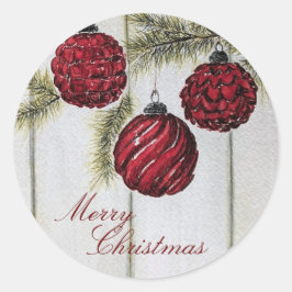 Rustieke Minimalistische Prettig Kerstfeest Ronde Sticker