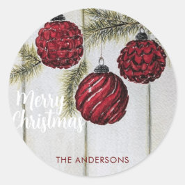 Rustieke Minimalistische Prettig Kerstfeest Ronde Sticker