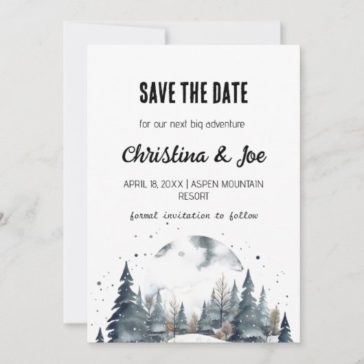 Rustieke minimalistische Snow Mountain Save the Da Kaart (Voorkant)