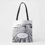 Rustieke minimalistische Vinyard schets bruiloft c Tote Bag