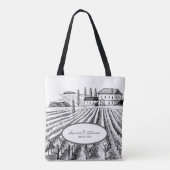 Rustieke minimalistische Vinyard schets bruiloft c Tote Bag (Achterkant)