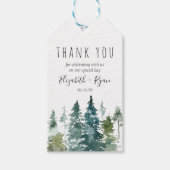 Rustieke minimalistische Waterverf pijnbomen bruil Cadeaulabel (Voorkant)