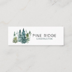 Rustieke minimalistische Waterverf Pines Mini Visitekaartje