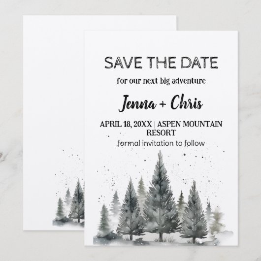 Rustieke Minimalistische Winter Mountain Save the Kaart (Voorkant / Achterkant)