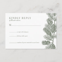 Rustieke Minimalistische Winter Wedding RSVP Kaart