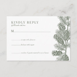 Rustieke Minimalistische Winter Wedding RSVP Kaart