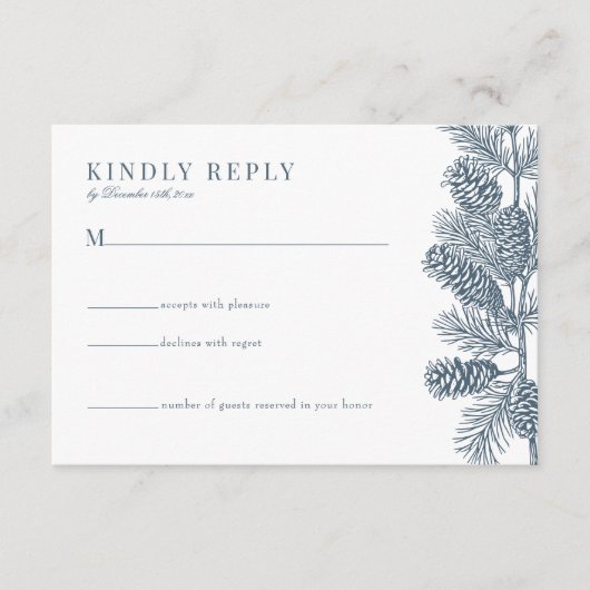 Rustieke Minimalistische Winter Wedding RSVP Kaart (Voorkant)