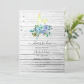 Rustieke Mint & Blauwe Boho Wijnproeverij Bruidsdi Kaart (Staand voorkant)