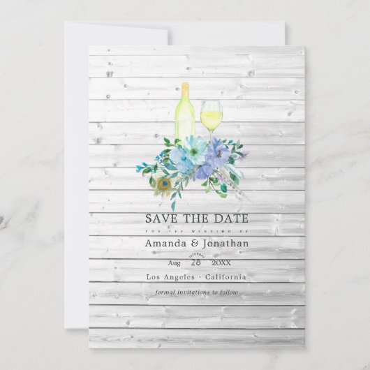 Rustieke Mint Boho Wijnproeverij Trouwfoto Save The Date (Voorkant)