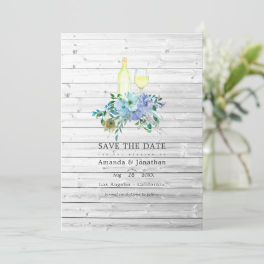 Rustieke Mint Boho Wijnproeverij Trouwfoto Save The Date (Staand voorkant)