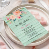 Rustieke Mint Groen Hout Waterverf Bloemen Kaart