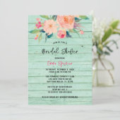 Rustieke Mint Groen Hout Waterverf Bloemen Kaart (Staand voorkant)