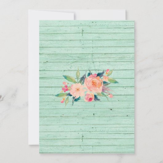 Rustieke Mint Groen Hout Waterverf Bloemen Kaart (Achterkant)