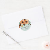 Rustieke Mint Groene Bloemen Bruiloft Envelop Afdi Ronde Sticker (Envelop)