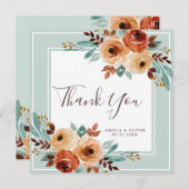 Rustieke Mint Groene Bloemenbruiloft Dank u kaart (Voorkant / Achterkant)
