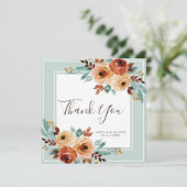 Rustieke Mint Groene Bloemenbruiloft Dank u kaart (Staand voorkant)