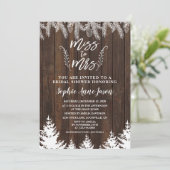 Rustieke Miss To Mrs Wood Dennenhouten Bruiloft Fe Kaart (Staand voorkant)