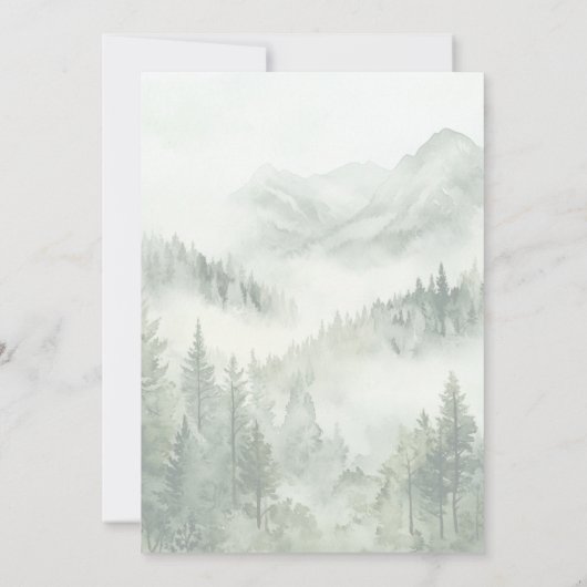 Rustieke mistige bergen bruiloft kaart (Achterkant)