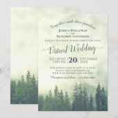 Rustieke mistige groene dennenbos virtuele bruilof kaart (Voorkant / Achterkant)