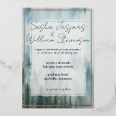 Rustieke Misty Forest bruiloft Folie Uitnodiging (Voorkant)