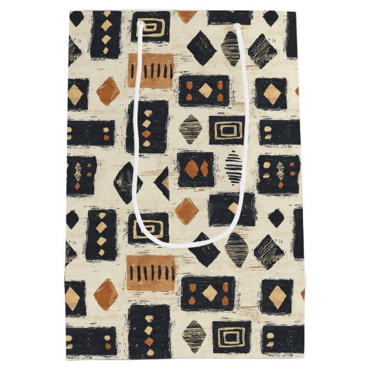 Rustieke Modderdoek Geometrisch Patroon (1) Medium Cadeauzakje (Achterkant)