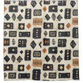 Rustieke Modderdoek Geometrisch Patroon (2) Douchegordijn (Voorkant)